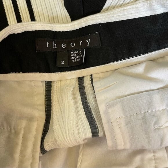 Theory Blaynee Striped Shorts Black White Sz 2 - Picture 6 of 6